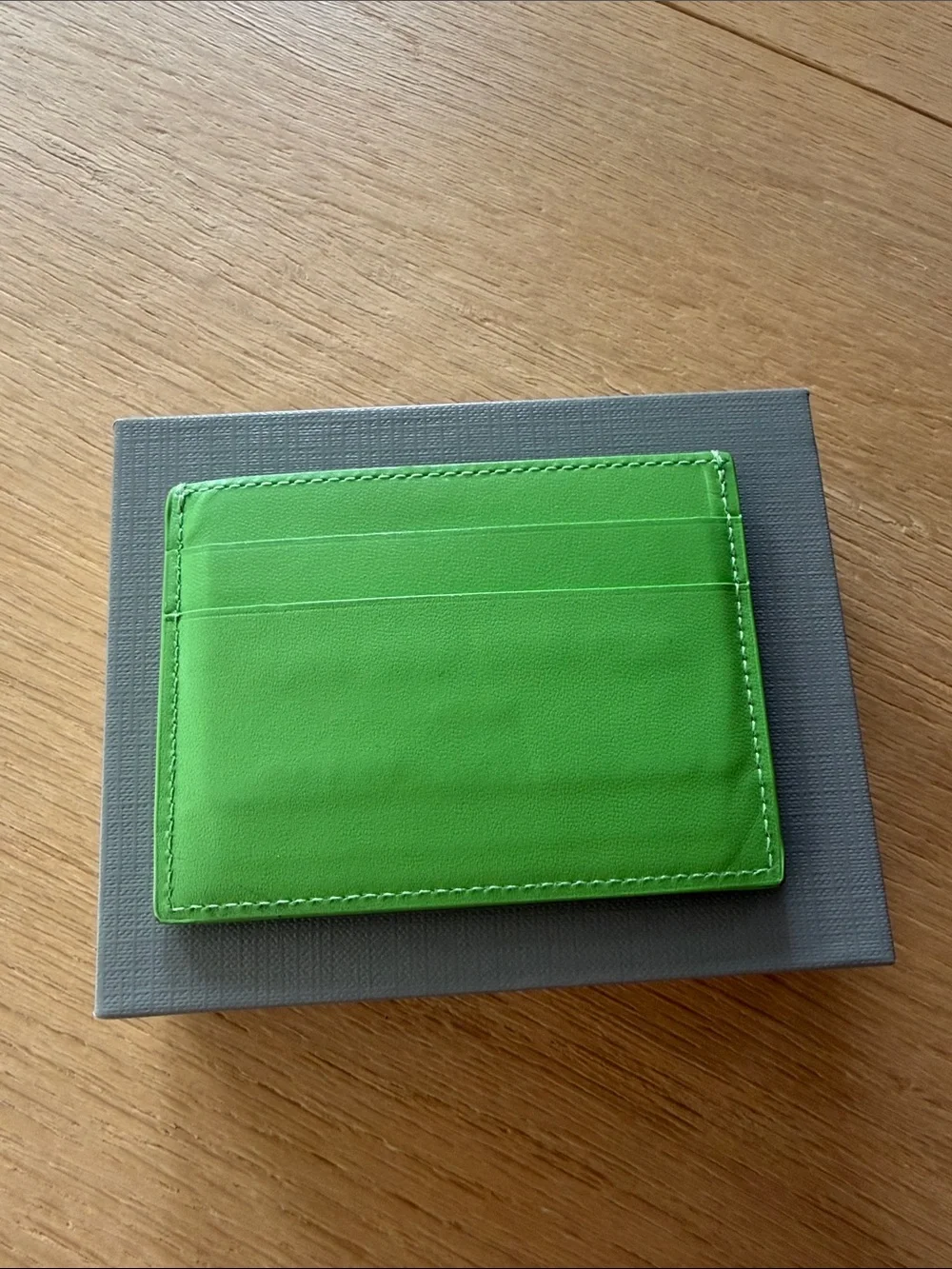 Balenciaga Bright Green Leather Card Holder with Black Logo